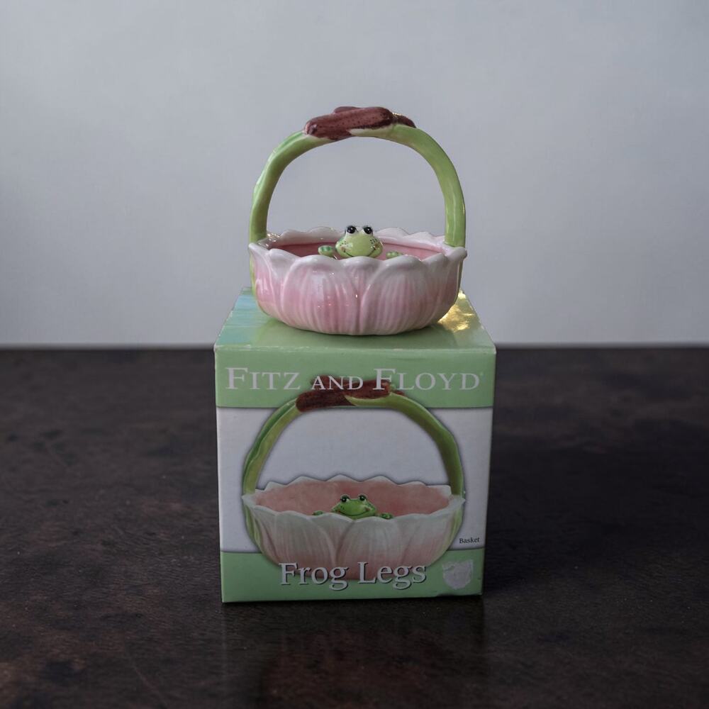 Fitz and Floyd Essentials Frog Legs Collection NIB Handpainted Handmade